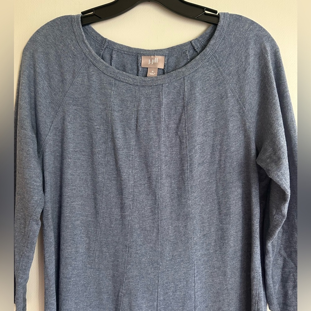 J. JILL Dusty Blue Raglan 3/4 Sleeve Scoop Neck Dress Comfort Travel Classic | M - Picture 8 of 12